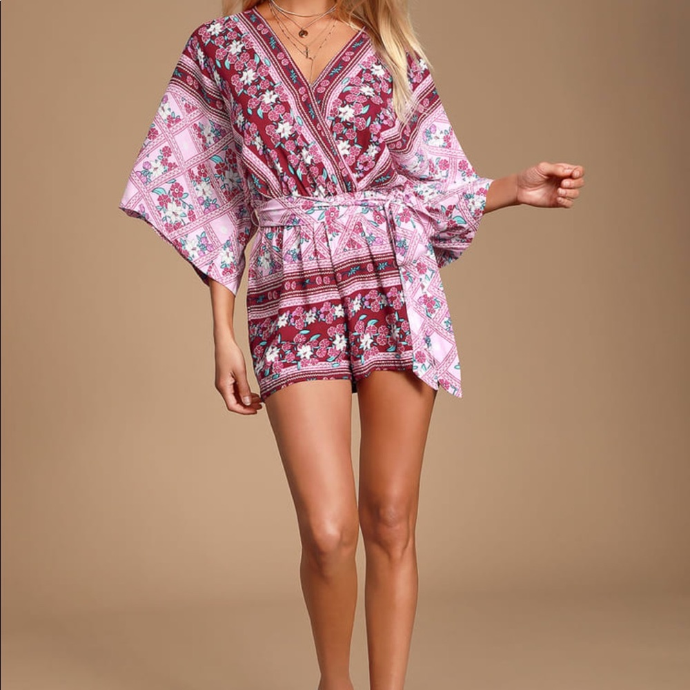 Lulus pink floral romper